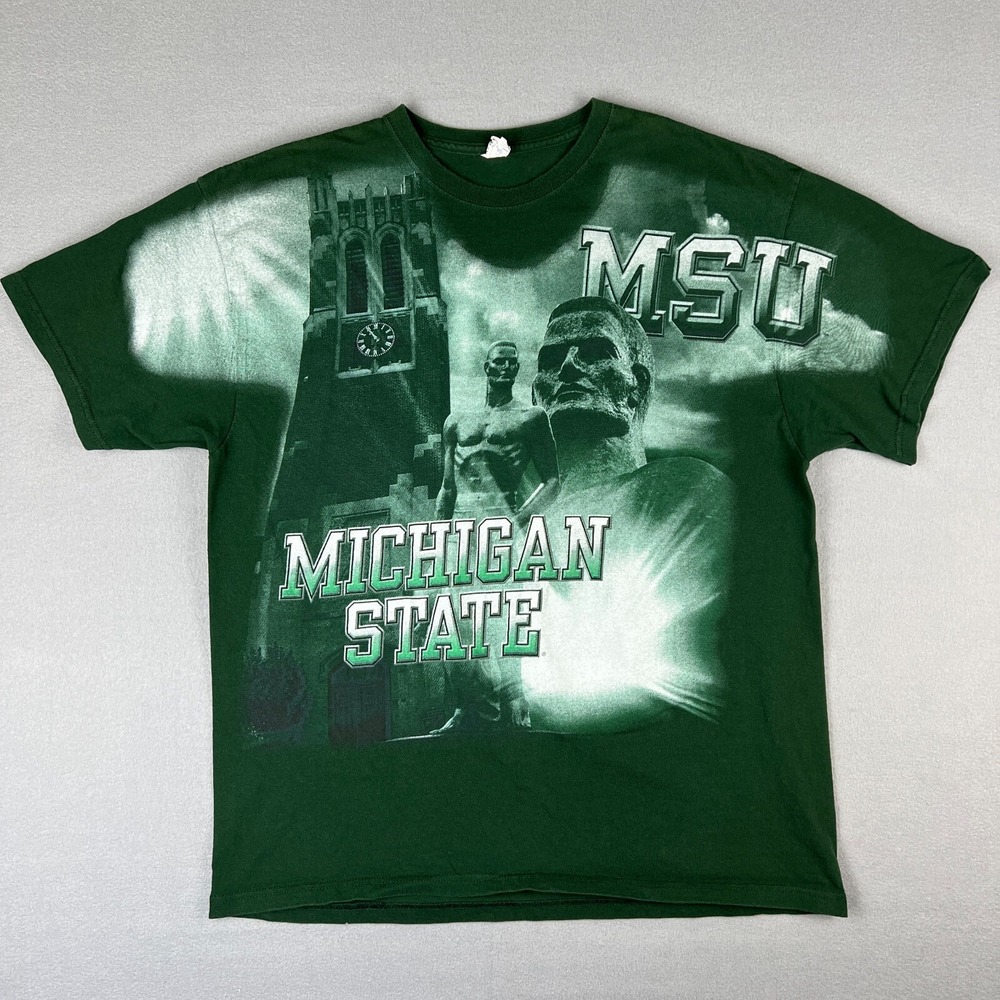 Michigan State Spartans T Shirt Mens XL AOP All Over Print‎ MSU Sparty Football